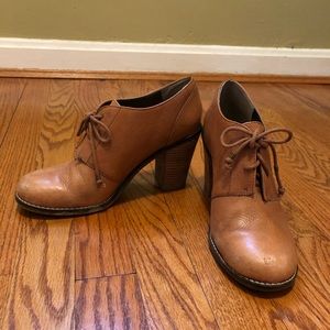 Brown leather lace up bootie